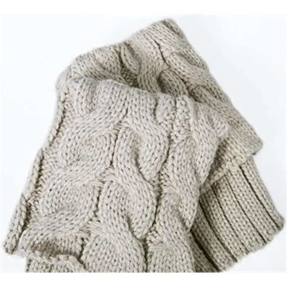2 Pairs Women's Boot Cuffs Winter Short Cable Knit Leg Warmers Boot Socks Gifts